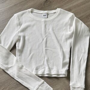 TNA Cream Waffle Knit Long Sleeve Top